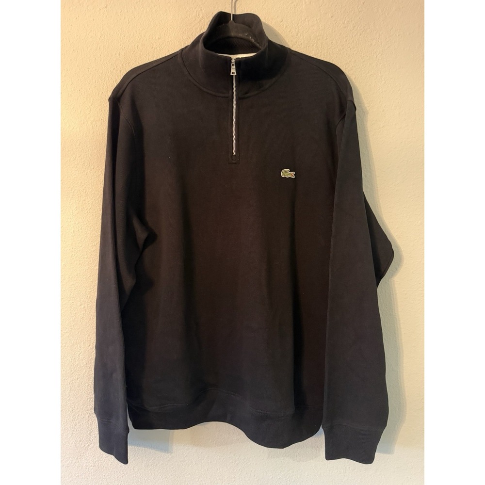 Lacoste Mens Mock Neck Quarter-Zip Interlock Sweatshirt Black SH1927 XL